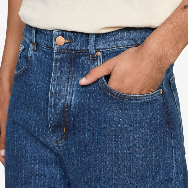 Terek Jeans Ribbed Blue Denim Pants