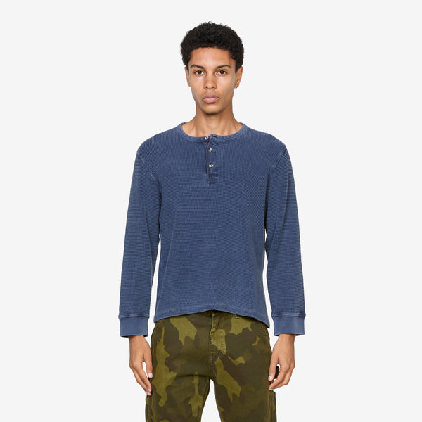Waffle Henley Navy Tees