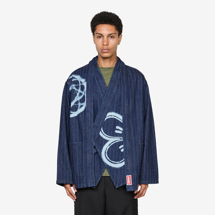 'Kenzo x Futura 2000' Kimono Jacket Rinse Blue Denim Front