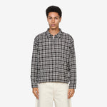 Quarter Zip Shirt Coffee Textured Plaid