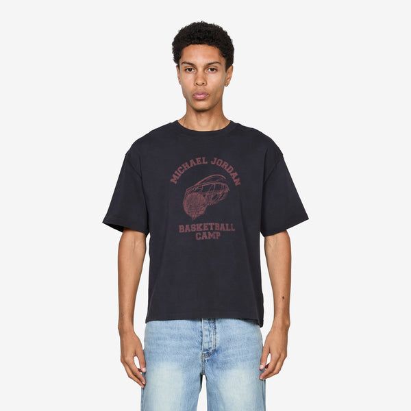 M J Camp Crop Tee Black | Varsity Red Tees