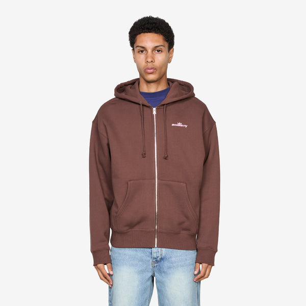 Crown Logo Full-Zip Hoodie Brown Jumpers