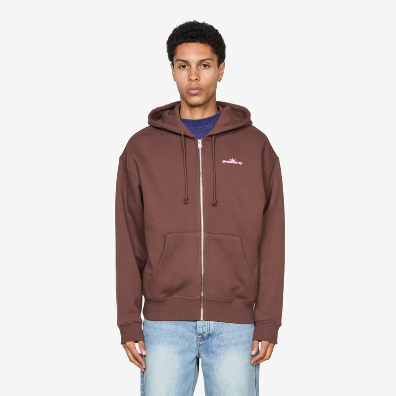 Crown Logo Full-Zip Hoodie Brown Jumpers