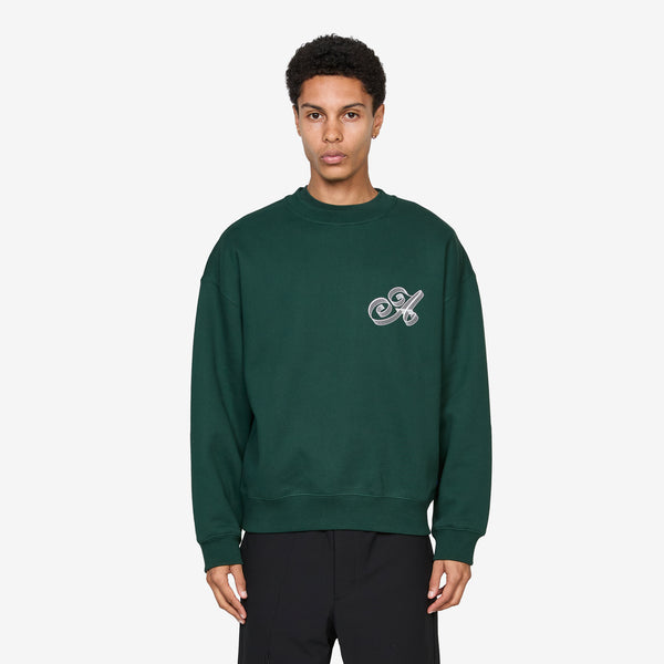 Script Crew Neck Green Jumpers
