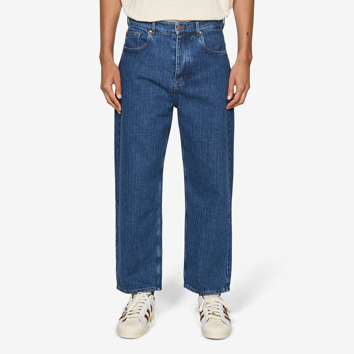 Terek Jeans Ribbed Blue Denim Front