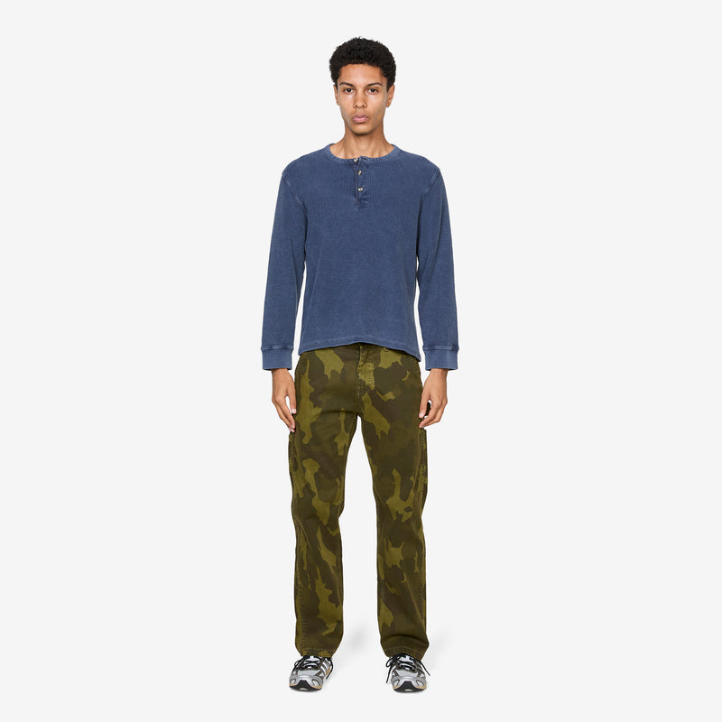 Waffle Henley Navy Tees