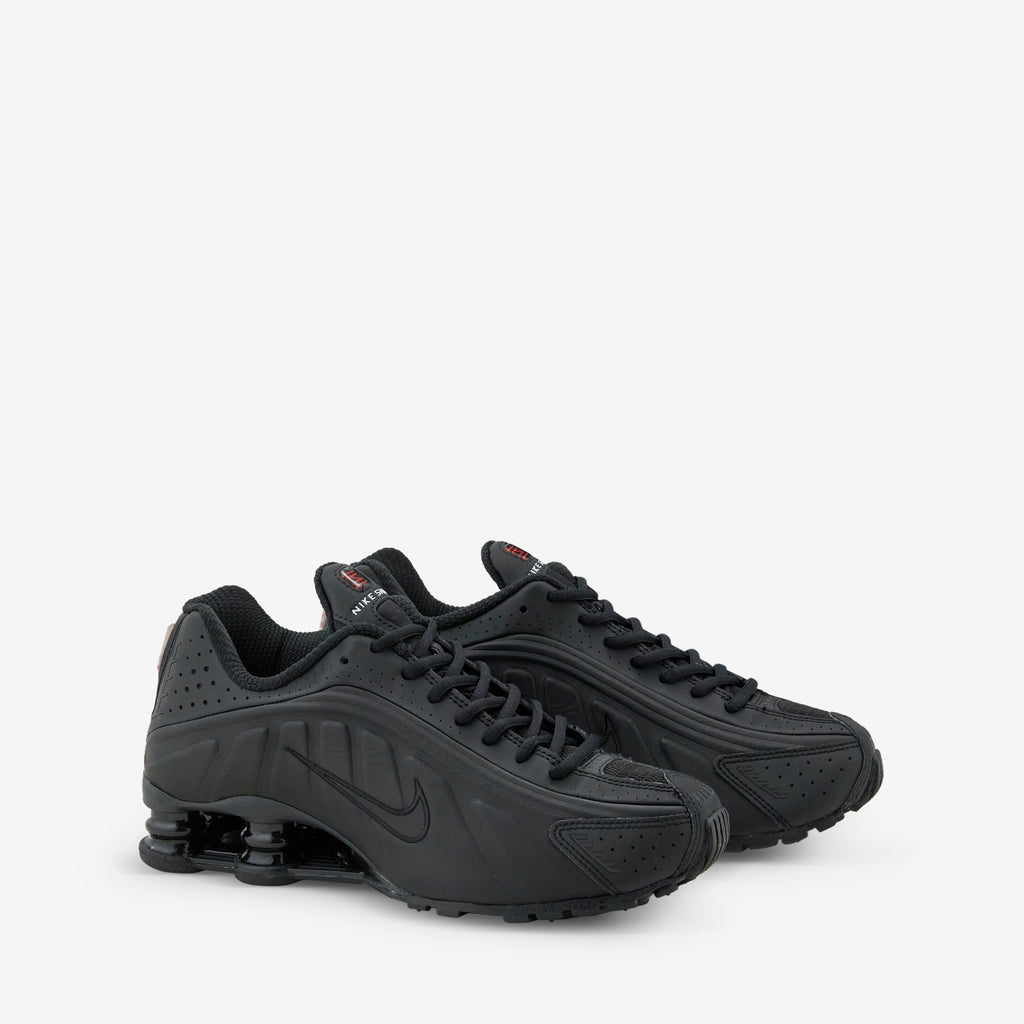 Women's Shox R4 Black | Black | Black | Max Orange – Above The Clouds