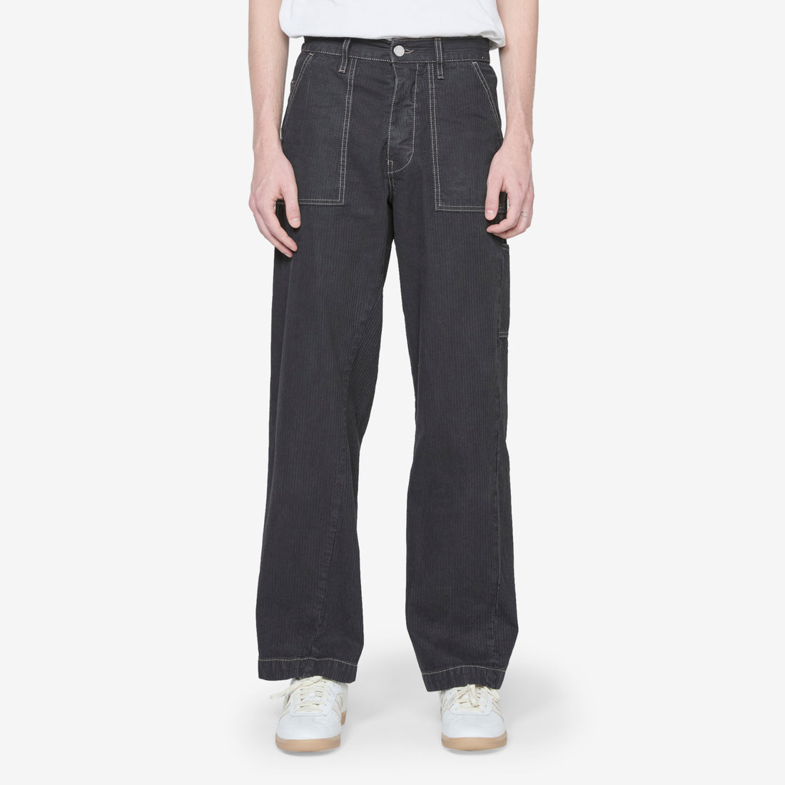 Wide Twist Work Jeans Black Pants