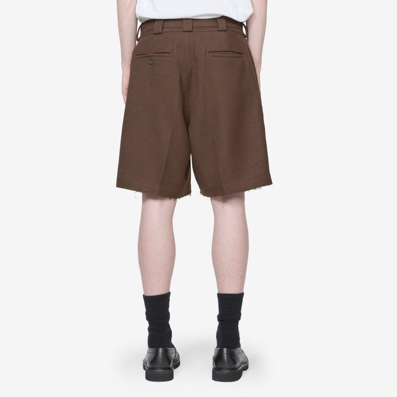Pleated Suit Short Brown