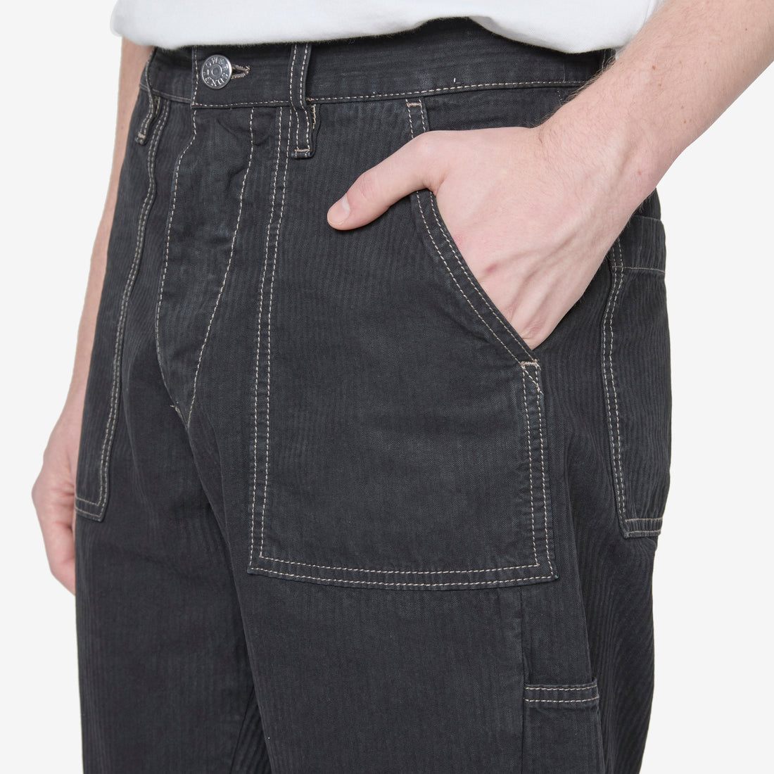 Wide Twist Work Jeans Black Pants