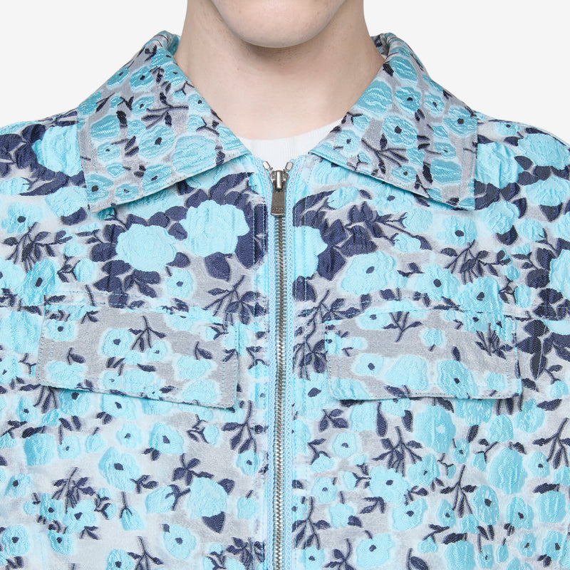 Fabrian Flower Zip-Up Jacket Sky Blue