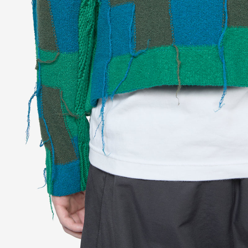 Fisherman Intarsia Crewneck Sweater Green Jumpers