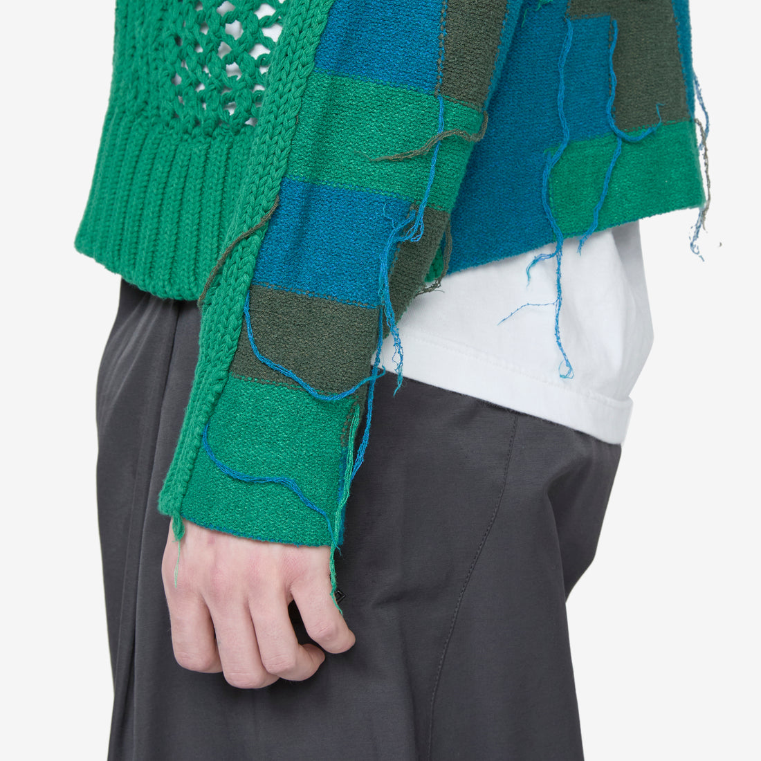 Fisherman Intarsia Crewneck Sweater Green Jumpers