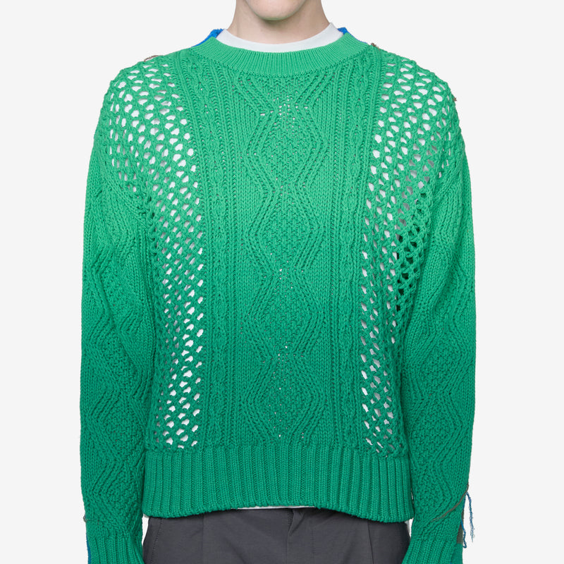 Fisherman Intarsia Crewneck Sweater Green