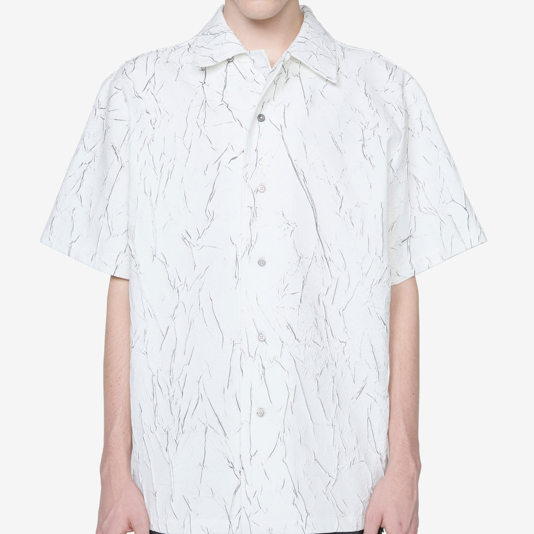 Wrinkle Bowling Short Sleeve Shirt White Shirts