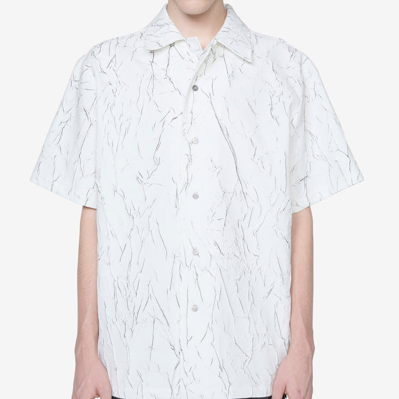 Wrinkle Bowling Short Sleeve Shirt White