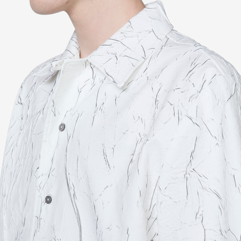 Wrinkle Bowling Short Sleeve Shirt White Shirts