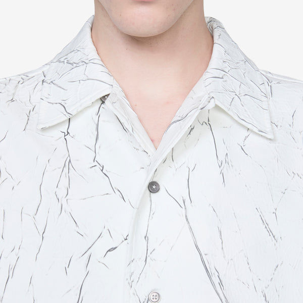 Wrinkle Bowling Short Sleeve Shirt White Shirts
