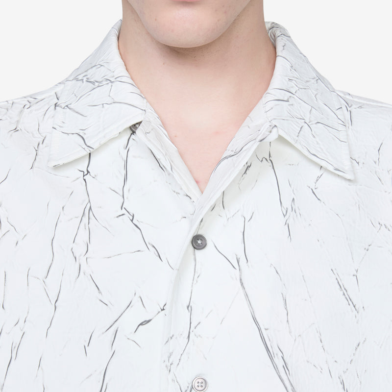 Wrinkle Bowling Short Sleeve Shirt White Shirts