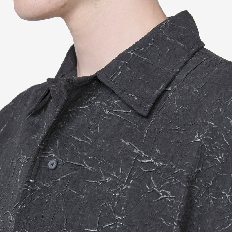 Wrinkle Bowling Short Sleeve Shirt Black Shirts