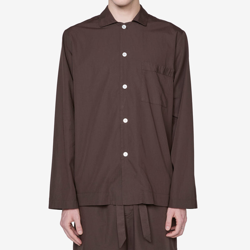 Cotton Poplin Pyjama Shirt Coffee