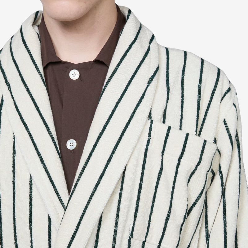 Classic Bathrobe Racing Green Stripes