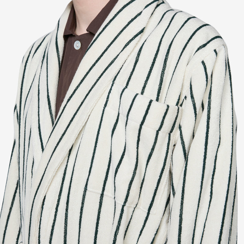 Classic Bathrobe Racing Green Stripes