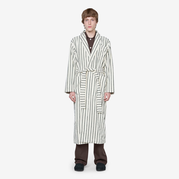 Classic Bathrobe Racing Green Stripes