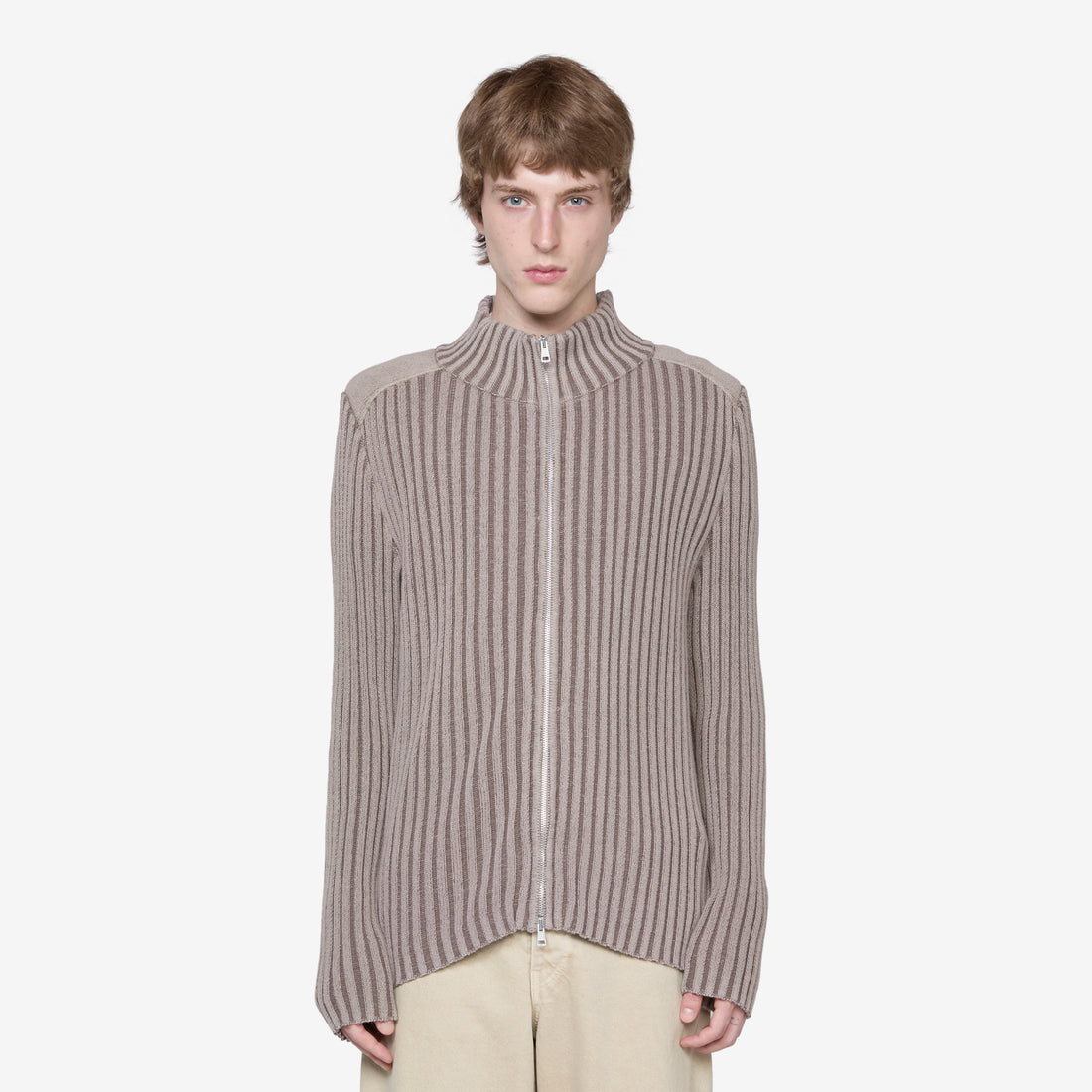 Classic Zip Cardigan Pink Cast Cotton Cash Jackets