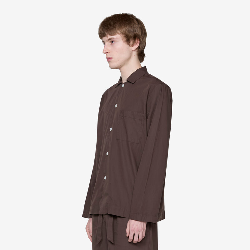 Cotton Poplin Pyjama Shirt Coffee