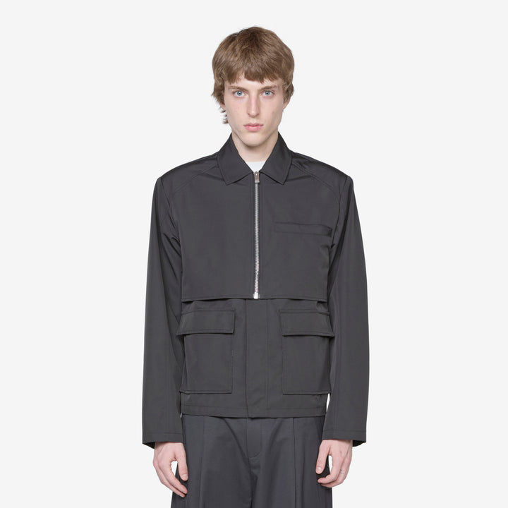 Layered Boxy Jacket Black Front