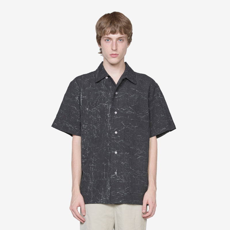 Wrinkle Bowling Short Sleeve Shirt Black