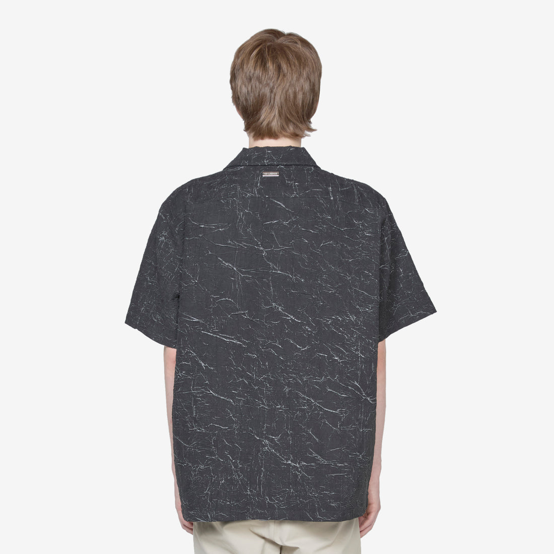 Wrinkle Bowling Short Sleeve Shirt Black Shirts