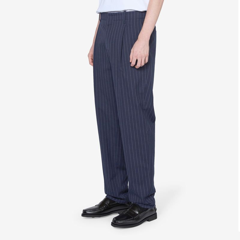 Tailored Pleated Pant Navy Stripes Pants
