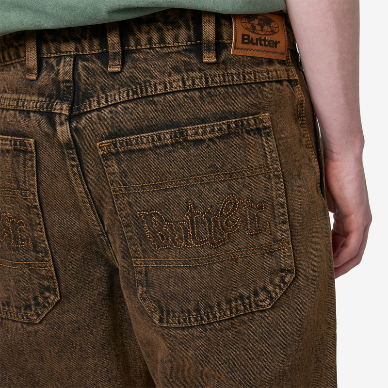 Breakdown Denim Jeans Acid Wash Brown Pants
