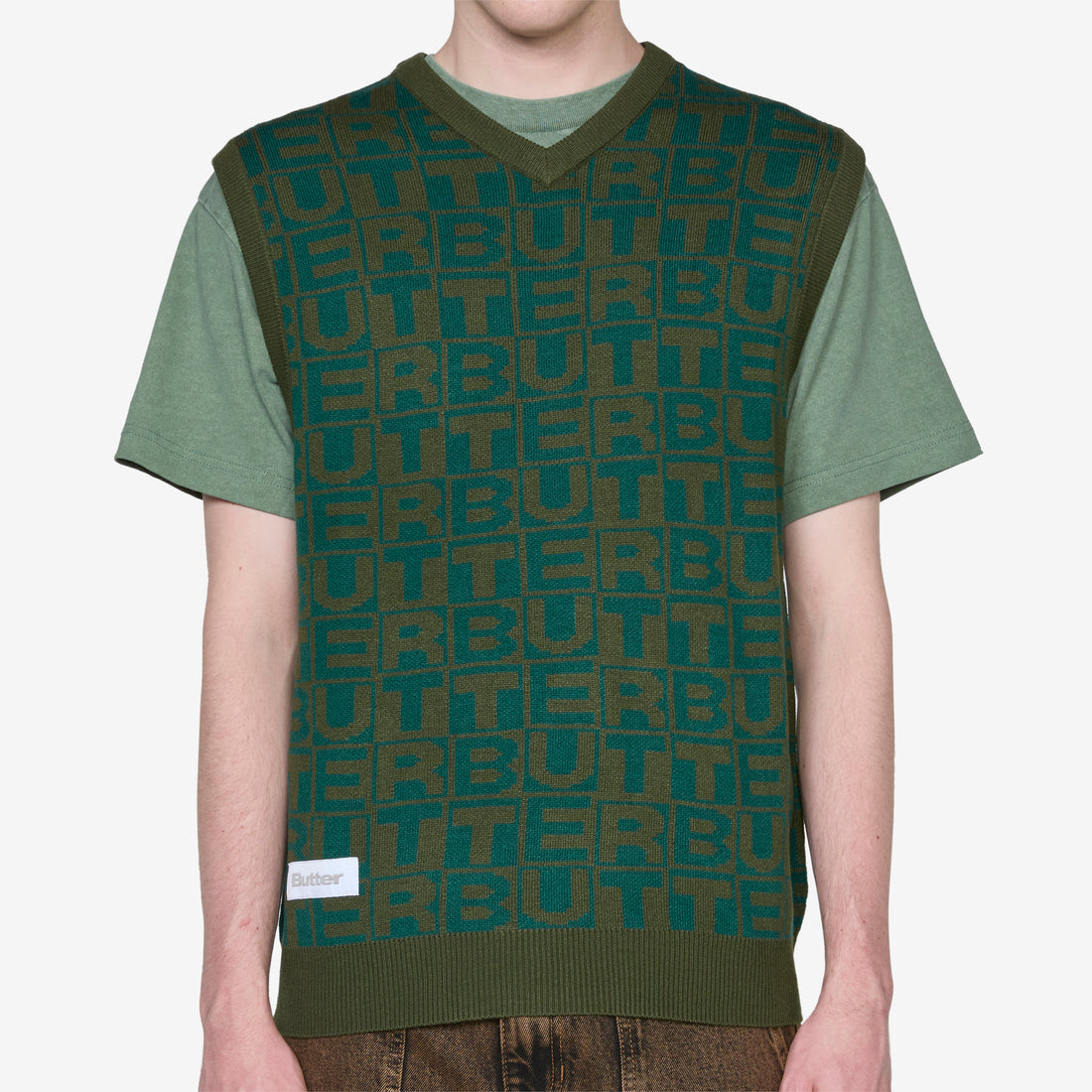 Tiles Knitted Vest Green Jumpers