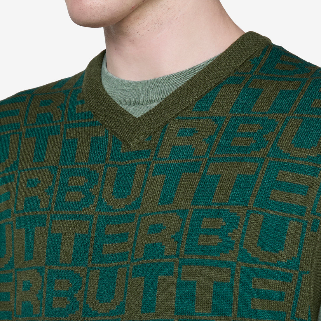 Tiles Knitted Vest Green Jumpers