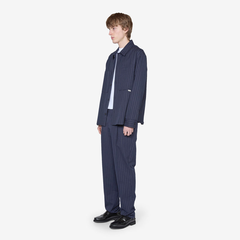 Tailored Pleated Pant Navy Stripes Pants