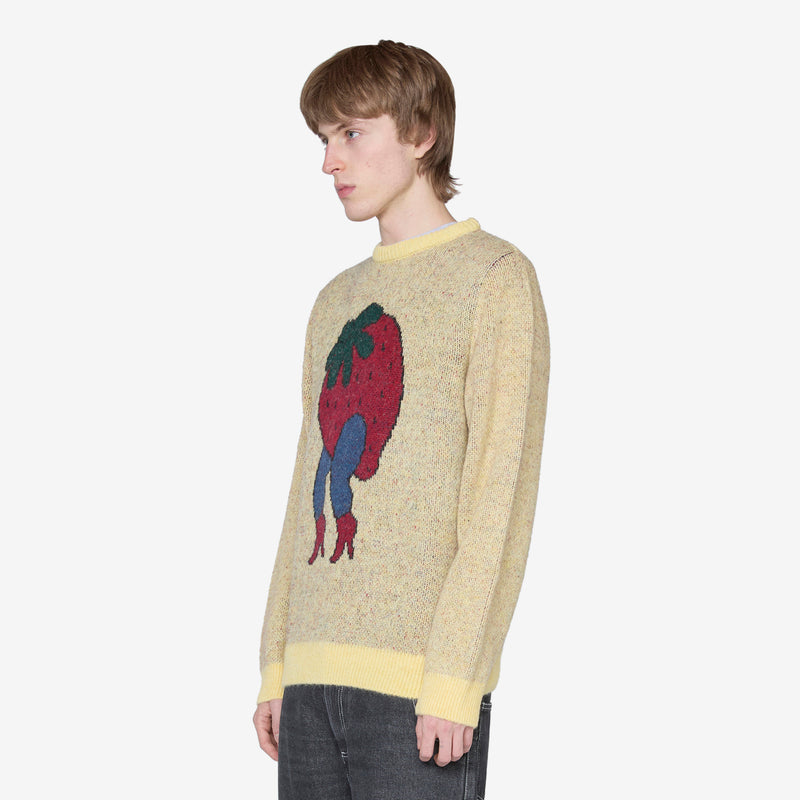 Stupid Strawberry Knitted Pullover Yellow