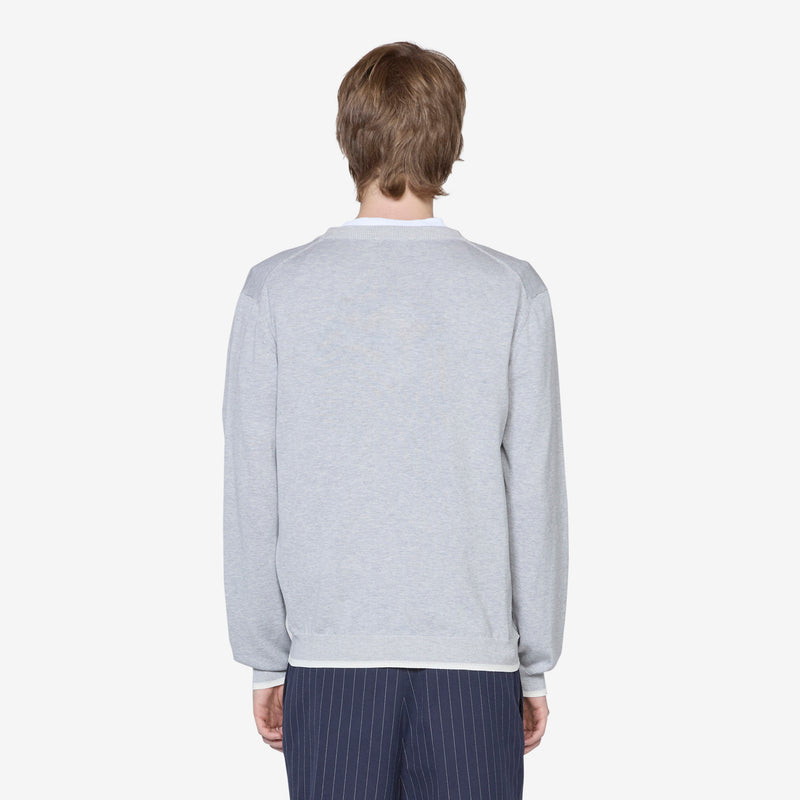 Bold Fox Head Patch Regular Cardigan Grey Melange Jumpers