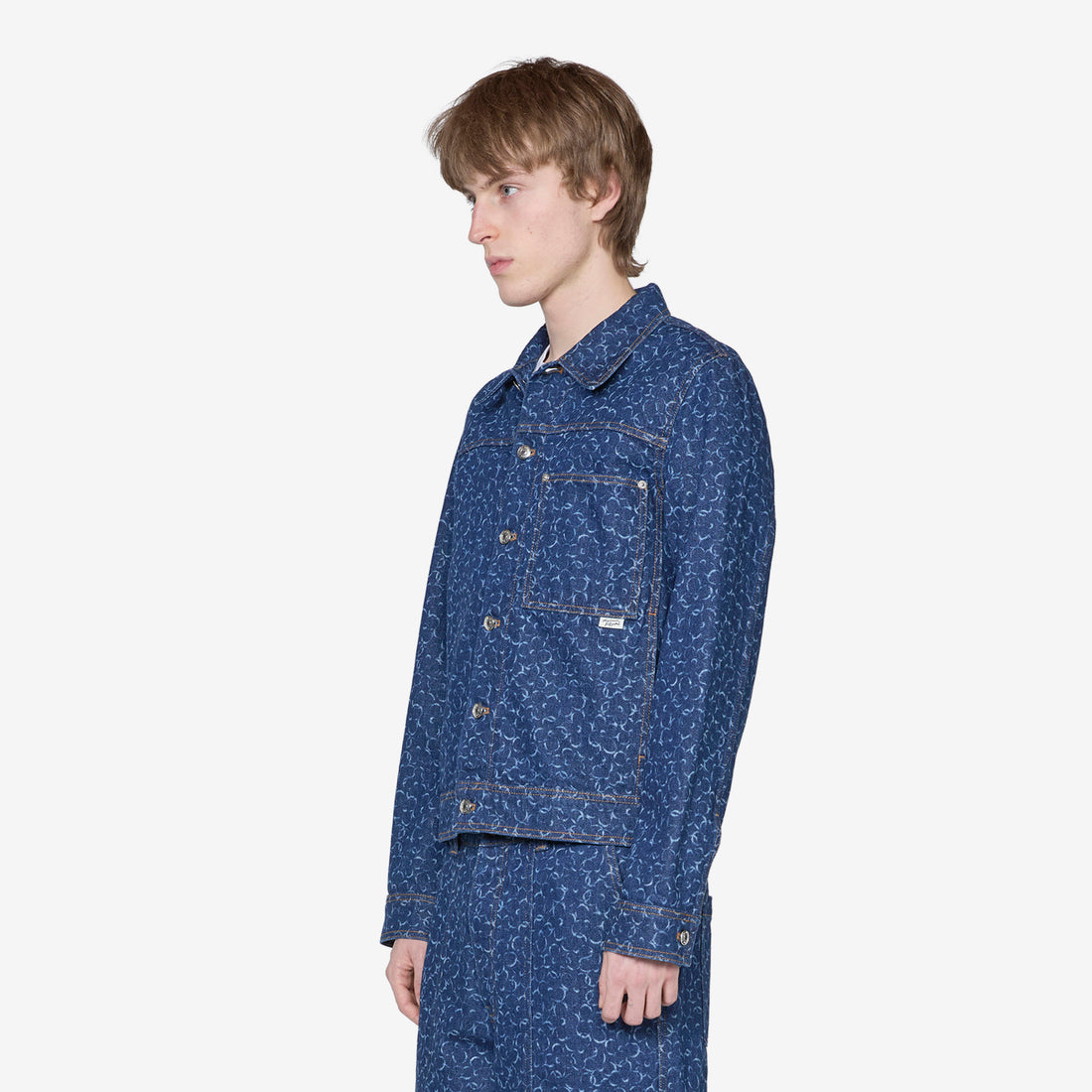 Straight Denim Jacket Laser Print Jackets