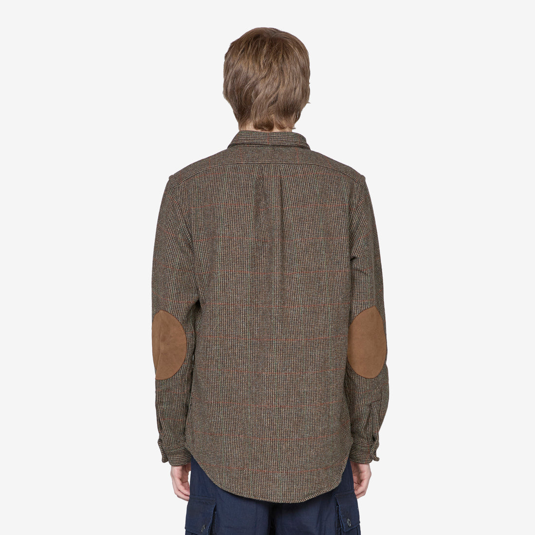 Custom Fit Suede-Patch Plaid Wool Shirt 6184 Brown | Loden Multi Shirts
