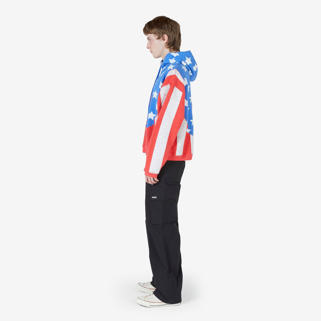 Unisex Stars and Stripes Swirl Hoodie Blue Jumpers
