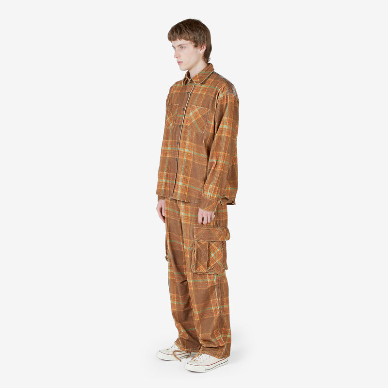 Corduroy Printed Overshirt Grey Brown Shirts