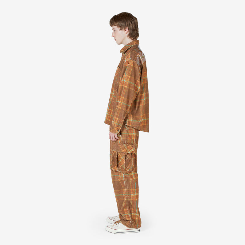 Corduroy Printed Overshirt Grey Brown Shirts