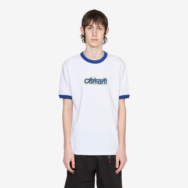 Connection Script Ringer T-Shirt White | Wolfsbane Tees