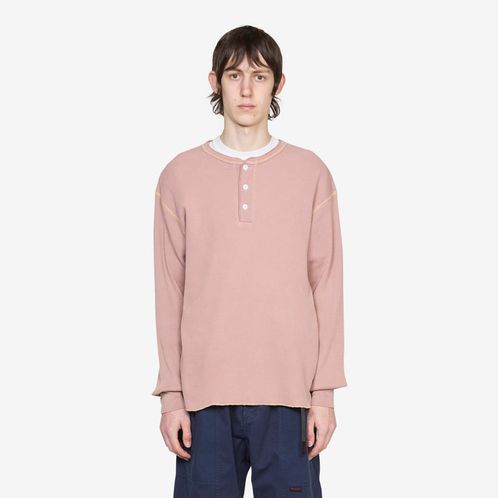 Healthknit Waffle Henley Plum Pigment Front