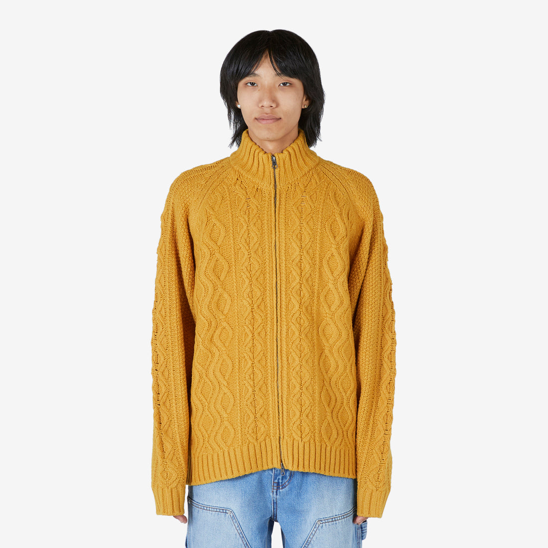 Santiago Fisherman Cardigan Mustard Jumpers