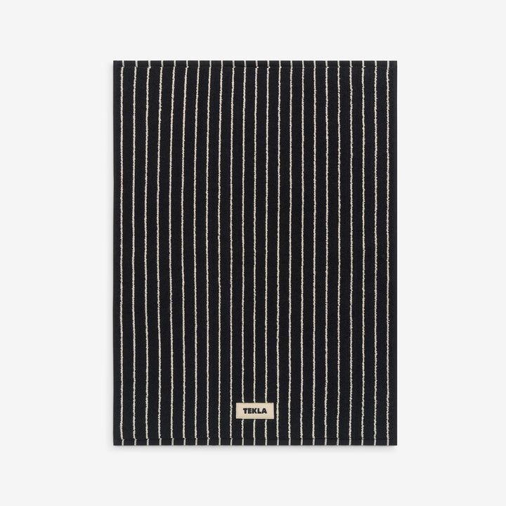 Terry Bath Mat Black Stripes Front