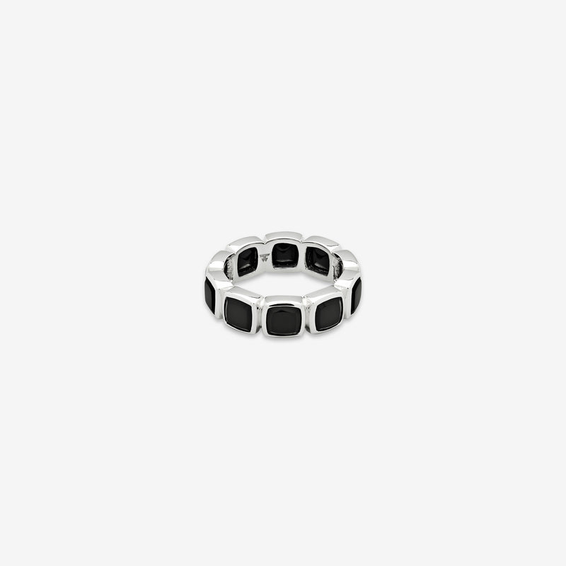 Cushion Band Black Onyx (M) Silver Jewellery